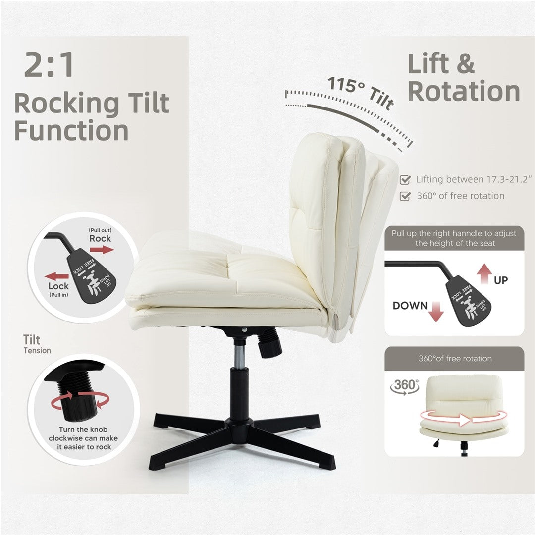 Faux Leather Home Office Chair -Beige - TRENDZ