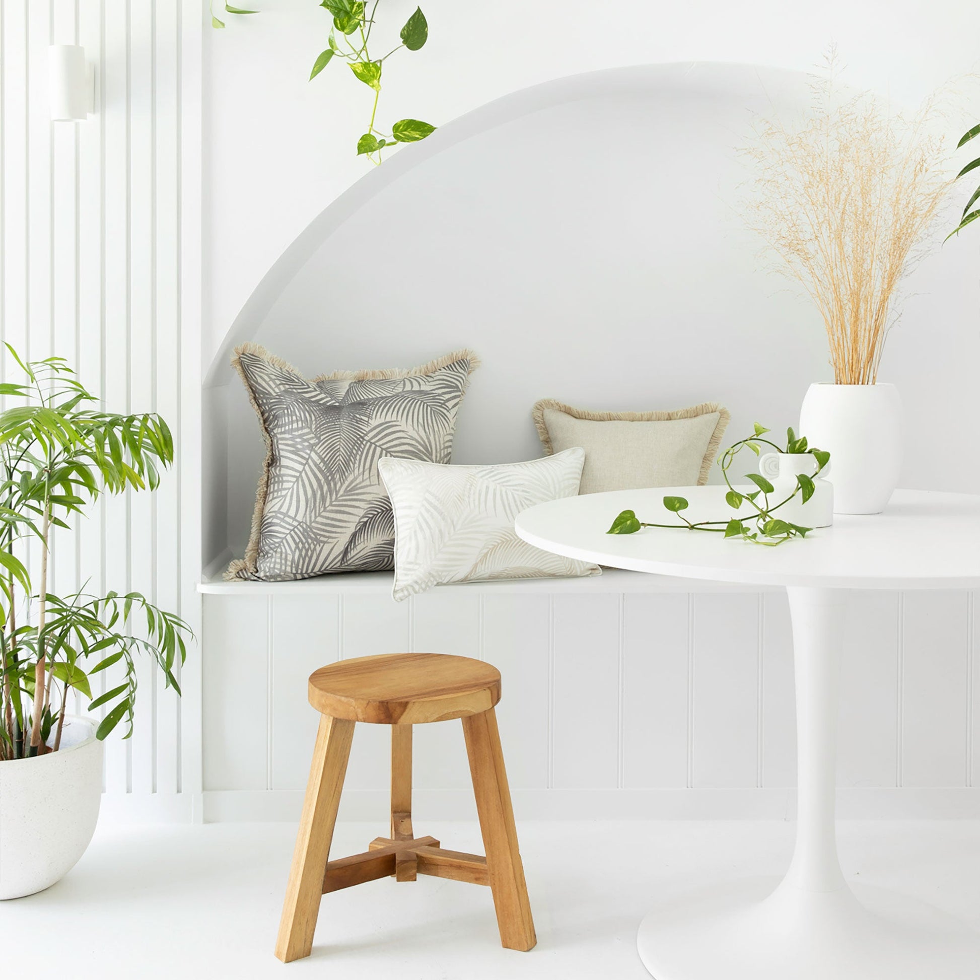 Cushion Cover-Coastal Fringe Natural-Seminyak Smoke-60cm x 60cm - TRENDZ