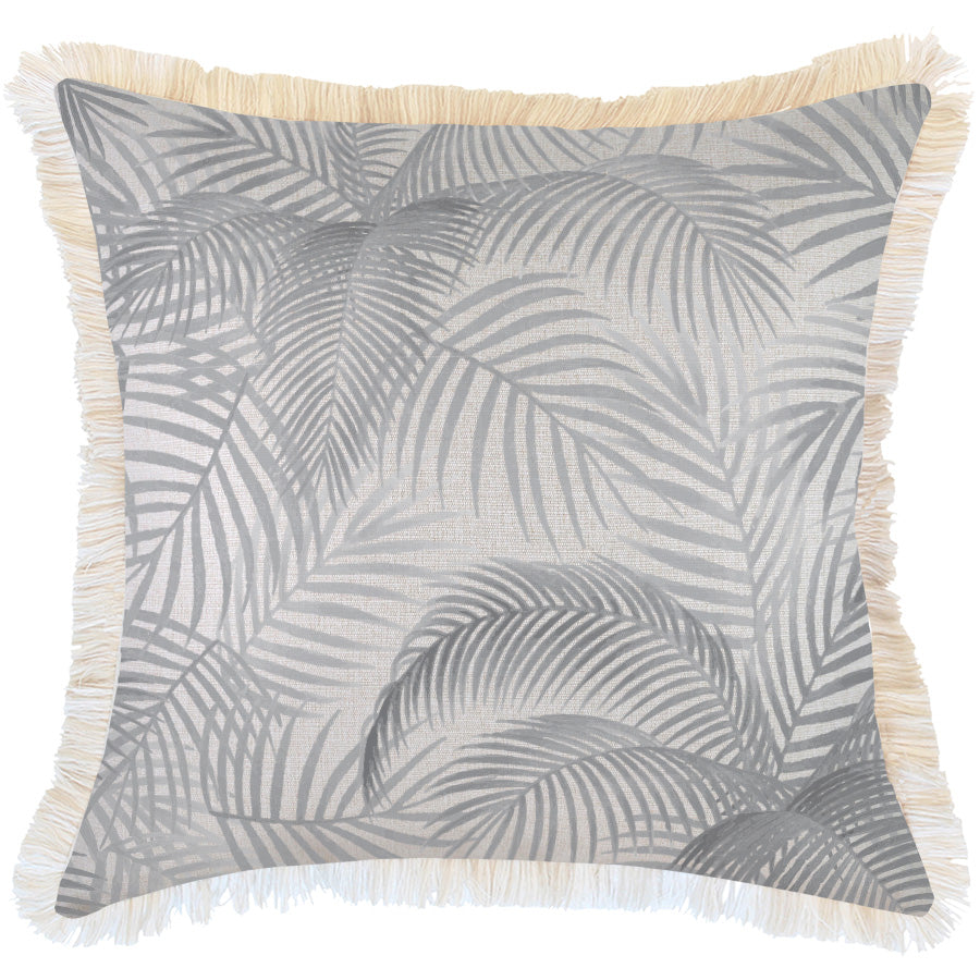 Cushion Cover-Coastal Fringe Natural-Seminyak Smoke-60cm x 60cm - TRENDZ