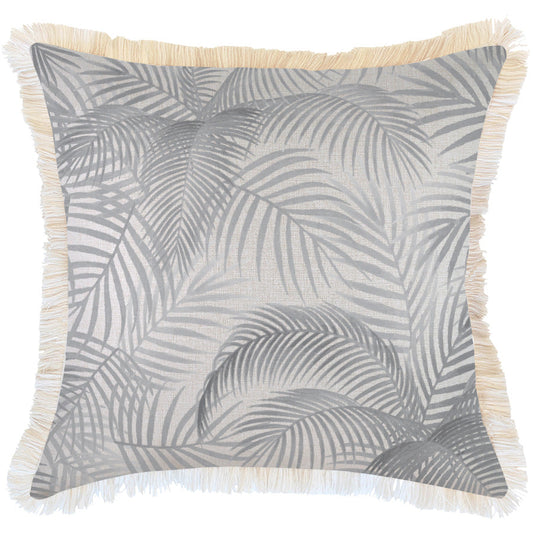 Cushion Cover-Coastal Fringe Natural-Seminyak Smoke-60cm x 60cm - TRENDZ