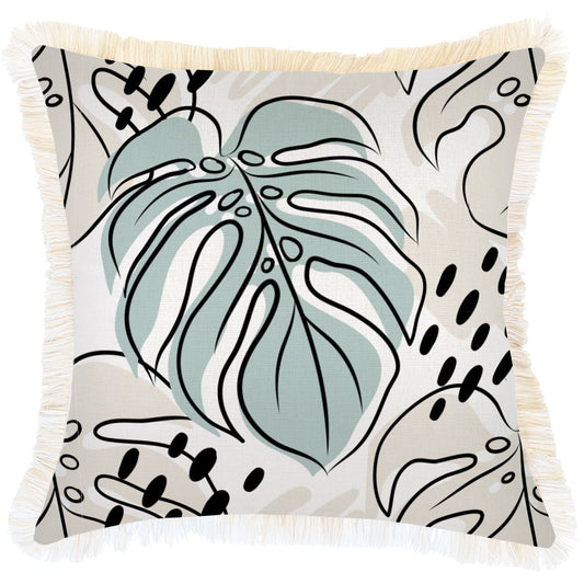 Cushion Cover-Coastal Fringe-Rainforest Seafoam-45cm x 45cm - TRENDZ