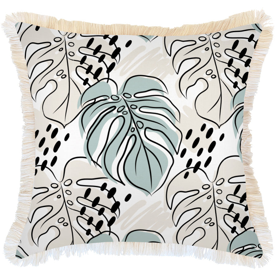 Cushion Cover-Coastal Fringe-Rainforest Seafoam-60cm x 60cm - TRENDZ