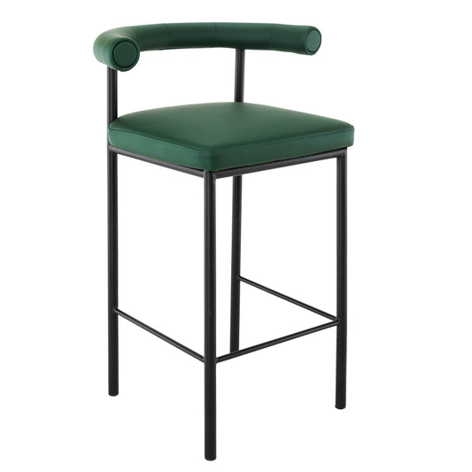 Sarantino Cedric Bar Stool W/ High-density Foam Upholstered In Pu Leather Sturdy Iron Frame Green - TRENDZ