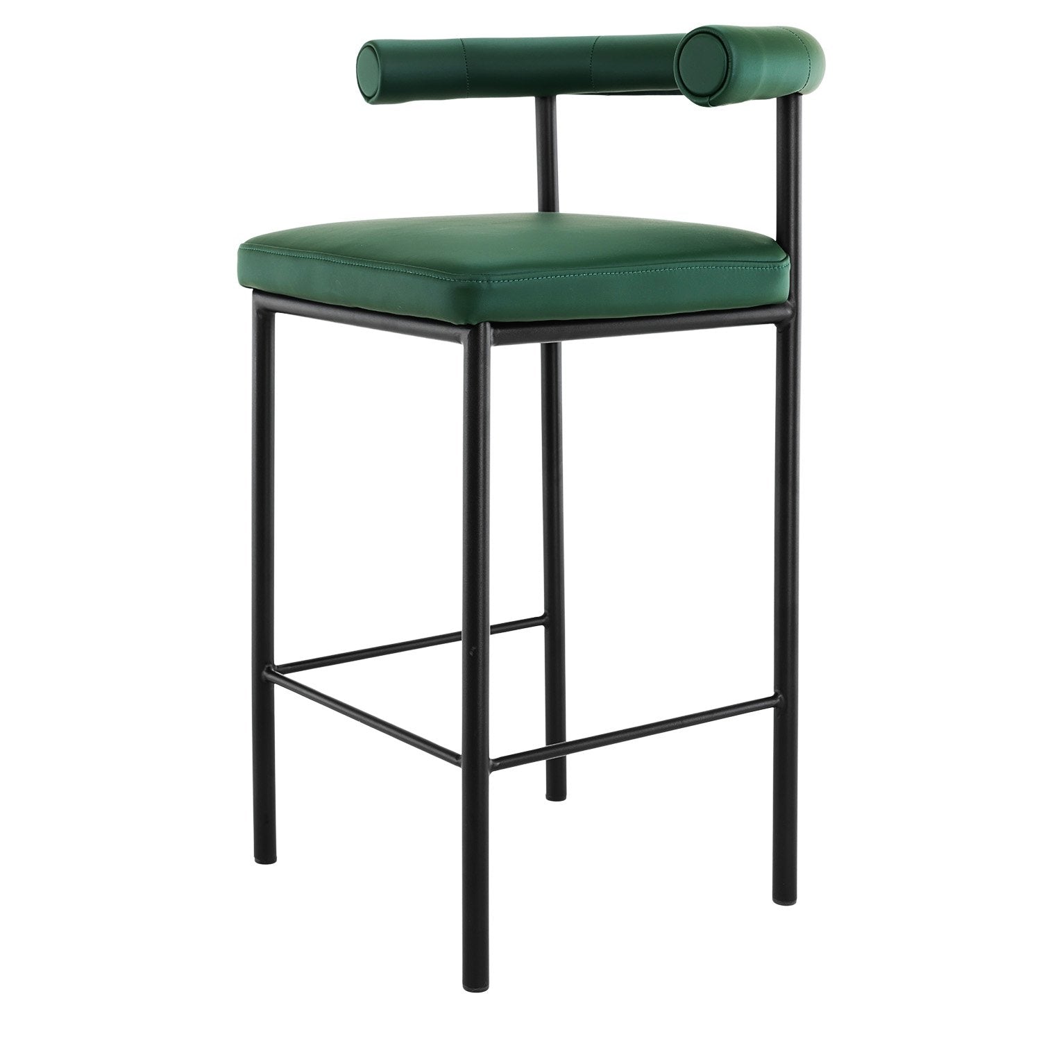 Sarantino Cedric Bar Stool W/ High-density Foam Upholstered In Pu Leather Sturdy Iron Frame Green - TRENDZ
