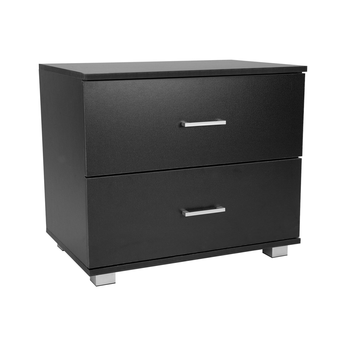 Sarantino Bedside Table Cabinet Storage Chest 2 Drawers Lamp Side Nightstand - Black - TRENDZ