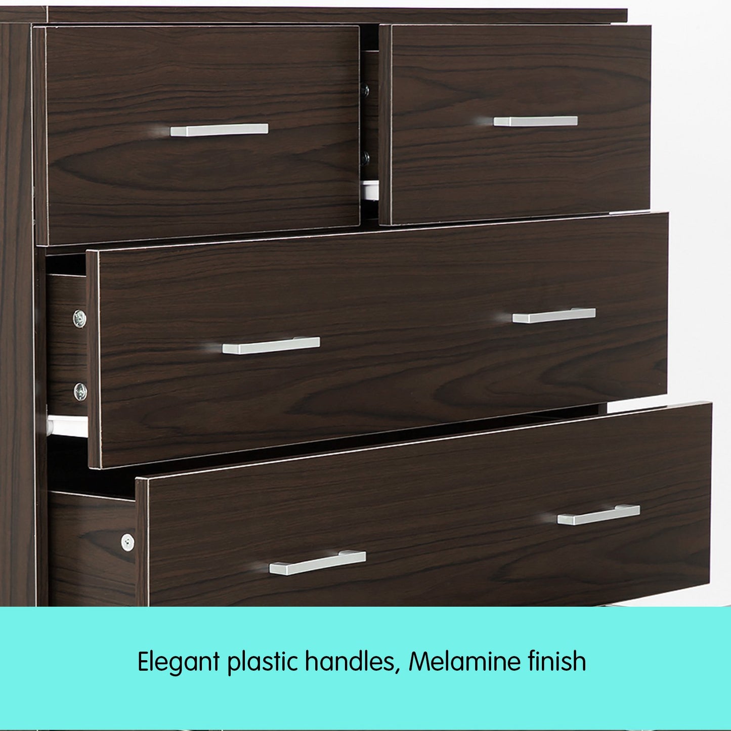 Sarantino Tallboy Dresser 6 Chest Of Drawers Cabinet Storage 85 x 39.5 x 105 in Brown - TRENDZ