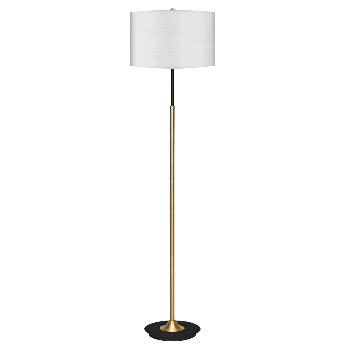Sarantino Metal Floor Lamp – Brushed Brass Finish with White Shade