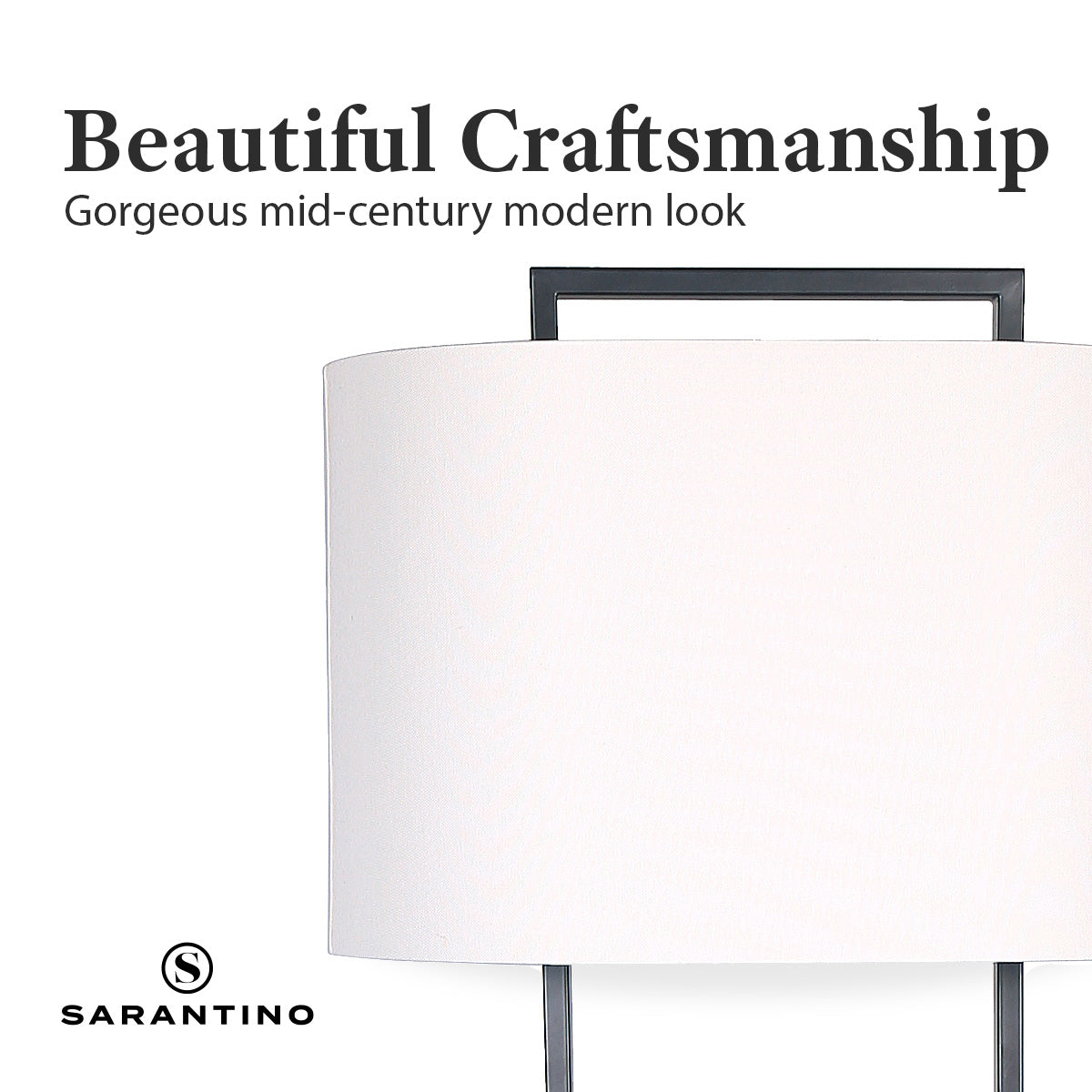 Sarantino Wood Floor Lamp – Cherry Finish with White Oval Shade