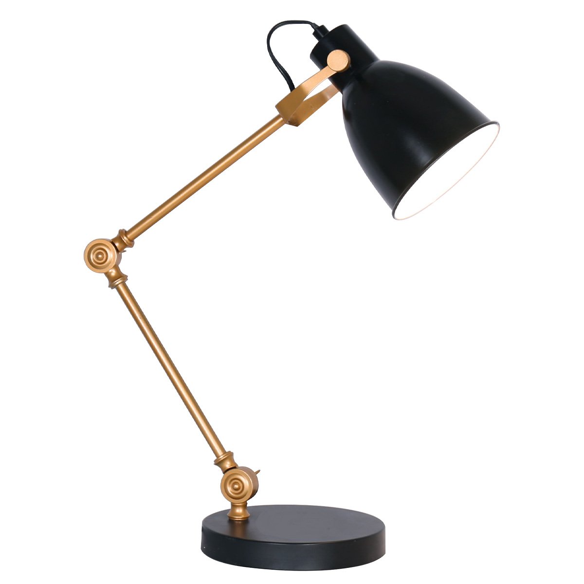Sarantino Adjustable Metal Table Lamp In Black And Gold - TRENDZ