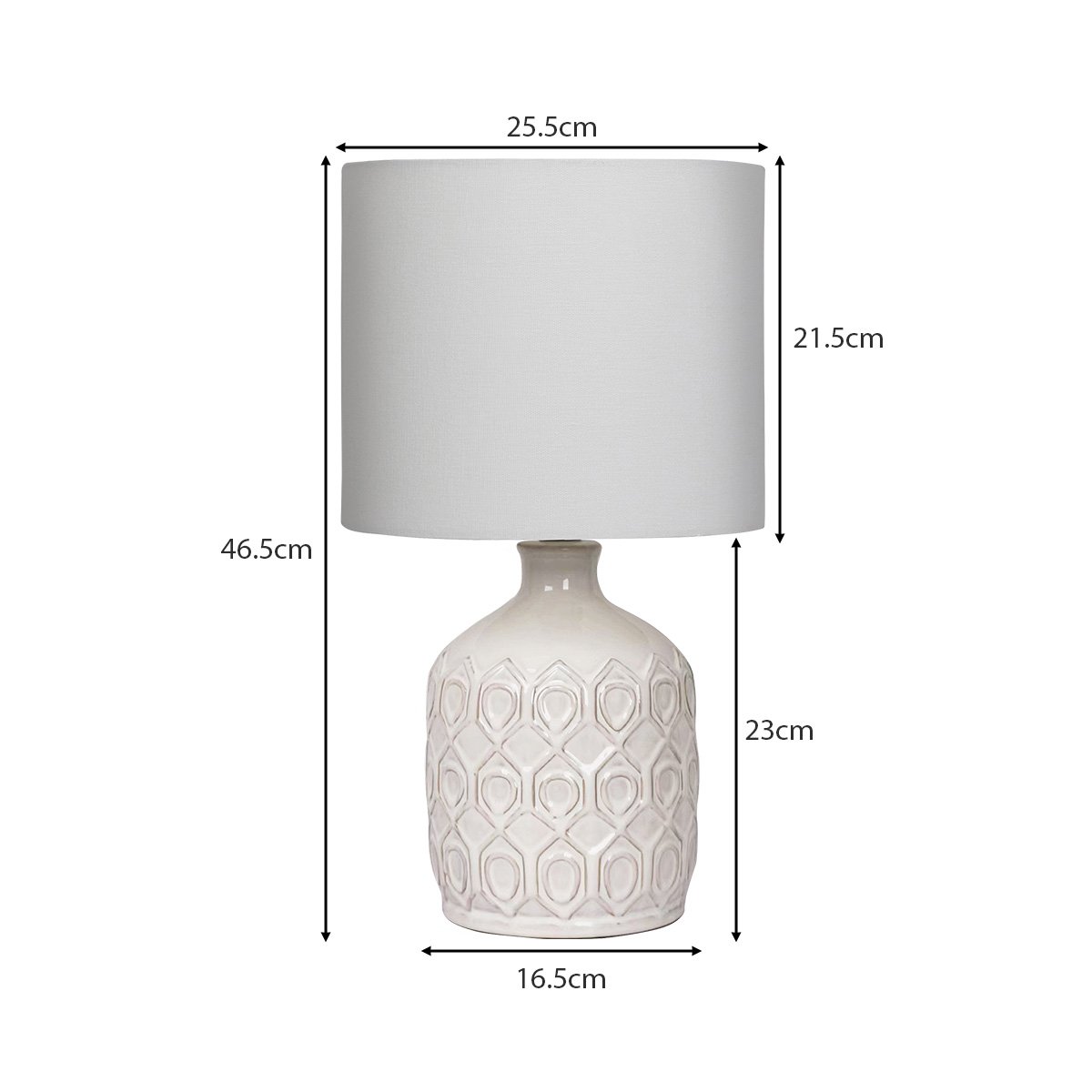 Sarantino Ceramic Table Lamp In Cream - TRENDZ