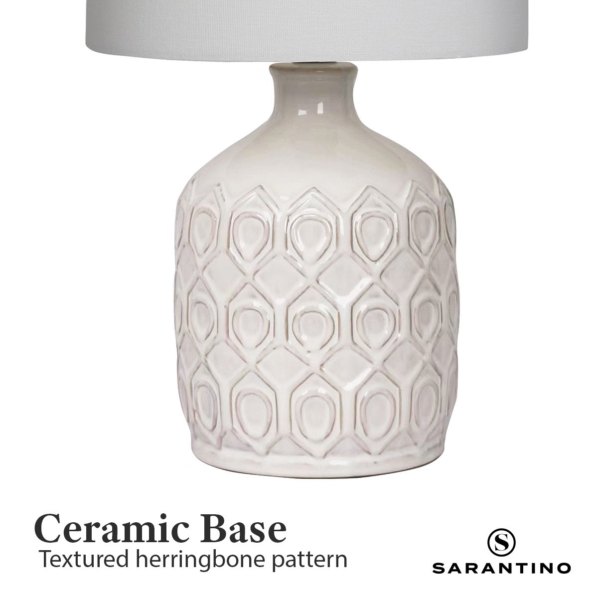 Sarantino Ceramic Table Lamp In Cream - TRENDZ
