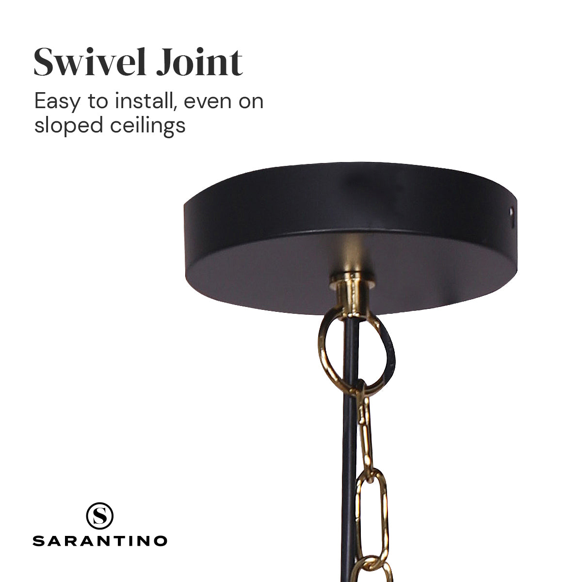 Sarantino Black & Gold Pendant Light – Adjustable Height with Swivel Mount