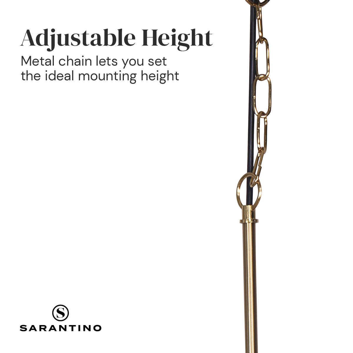 Sarantino Black & Gold Pendant Light – Adjustable Height with Swivel Mount