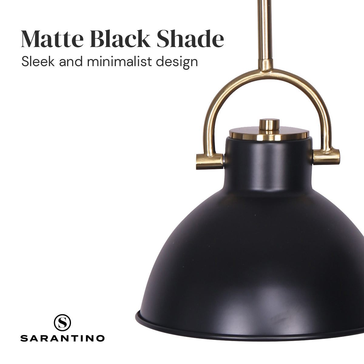 Sarantino Black & Gold Pendant Light – Adjustable Height with Swivel Mount