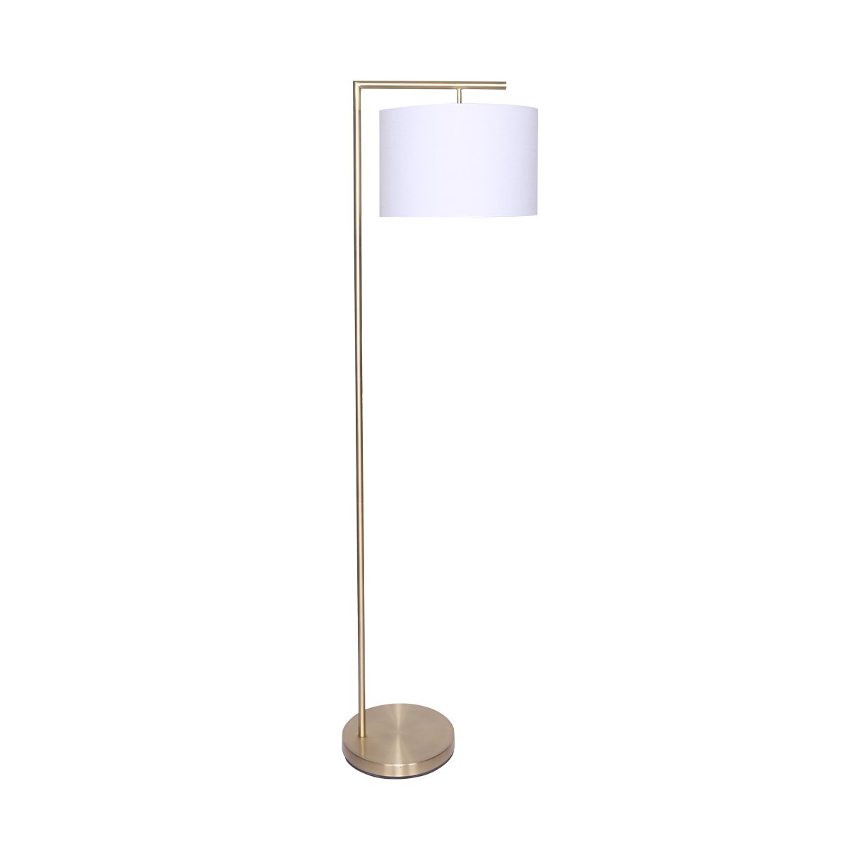 Sarantino 90-Degree Arc Floor Lamp – Brass Finish with Drum Shade