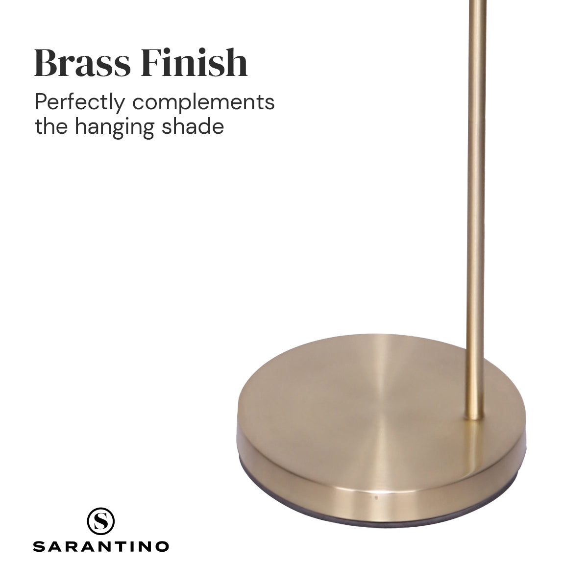 Sarantino 90-Degree Arc Floor Lamp – Brass Finish with Drum Shade
