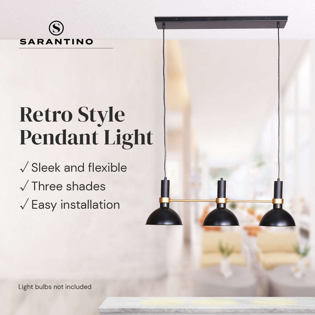 Sarantino 3-Light Hanging Pendant Lamp – Adjustable Retro Style