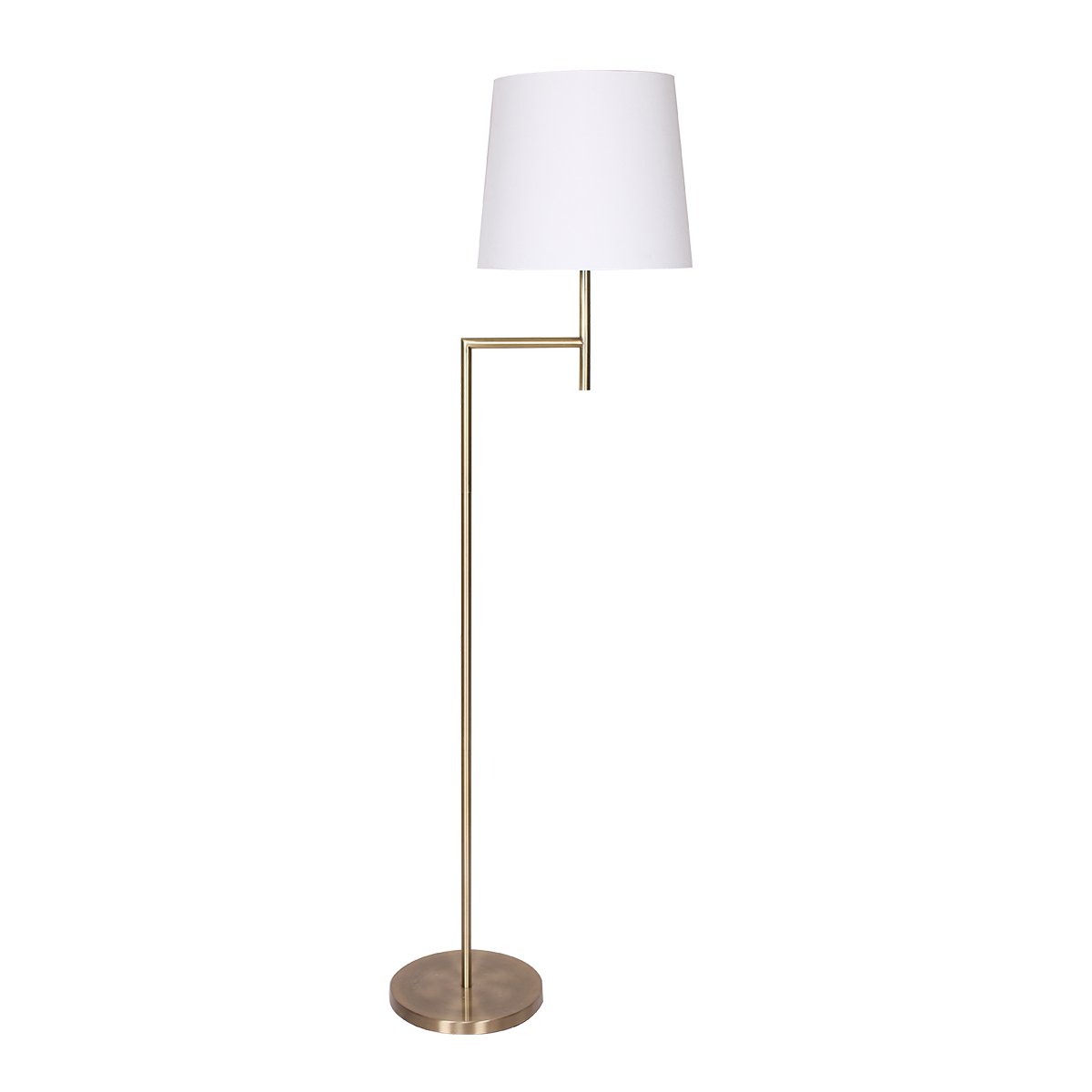 Sarantino Arc Floor Lamp – Antique Brass Finish with Cream Linen Shade