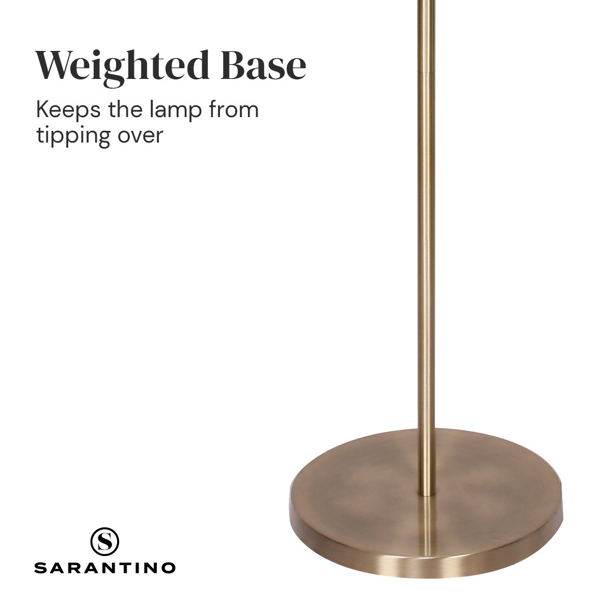 Sarantino Arc Floor Lamp – Antique Brass Finish with Cream Linen Shade