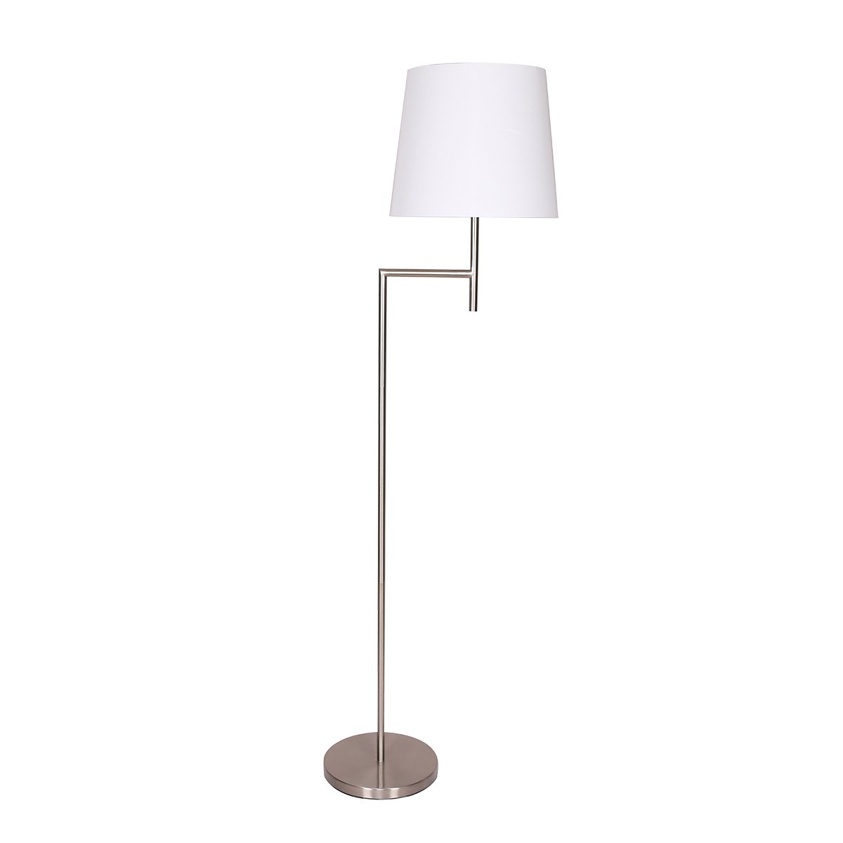 Sarantino Arc Floor Lamp – Nickel Finish with White Tapered Shade