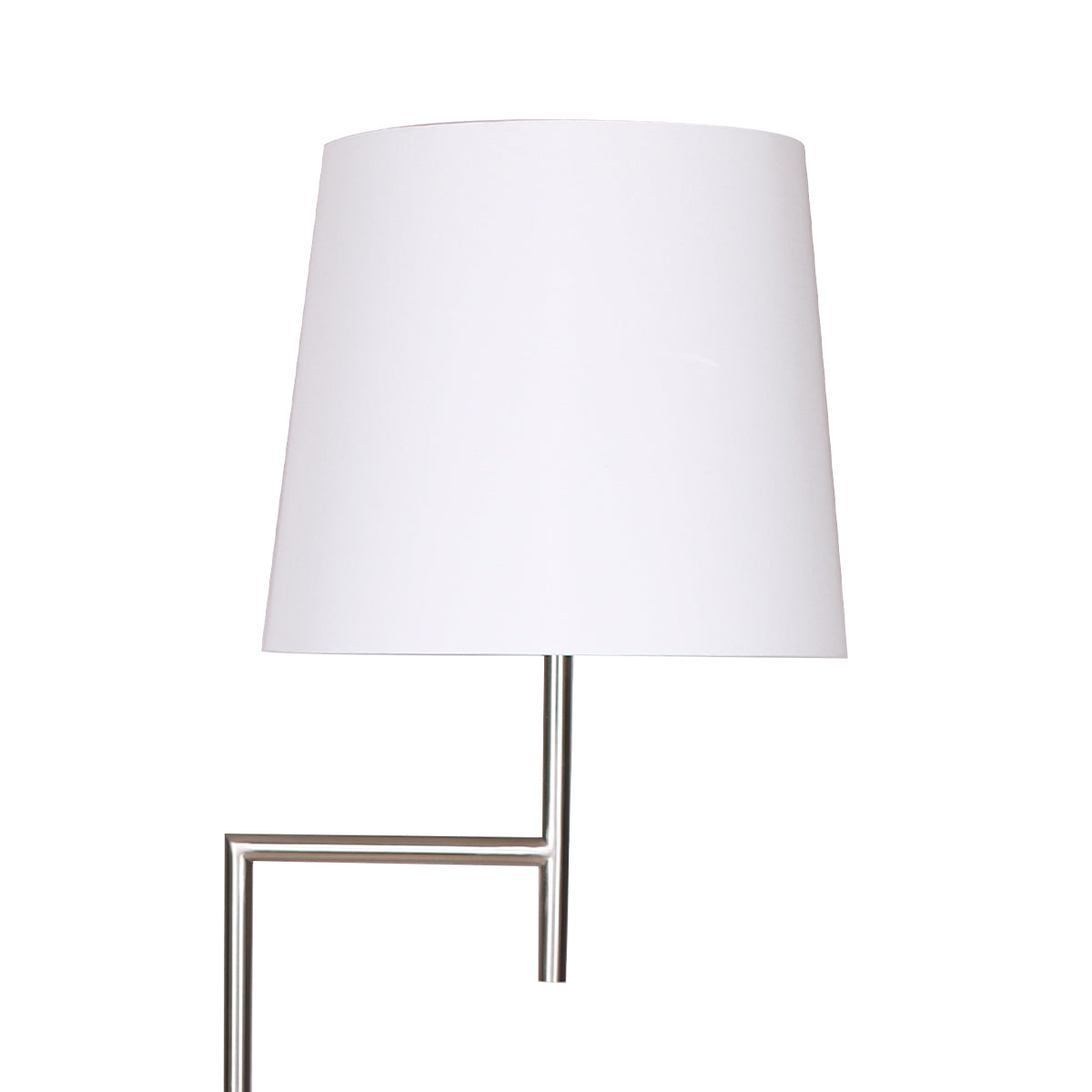 Sarantino Arc Floor Lamp – Nickel Finish with White Tapered Shade
