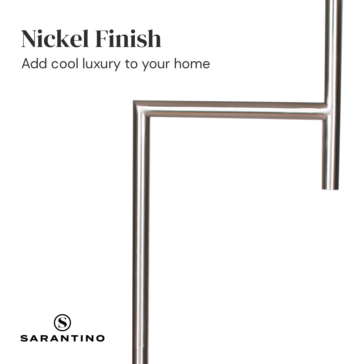 Sarantino Arc Floor Lamp – Nickel Finish with White Tapered Shade