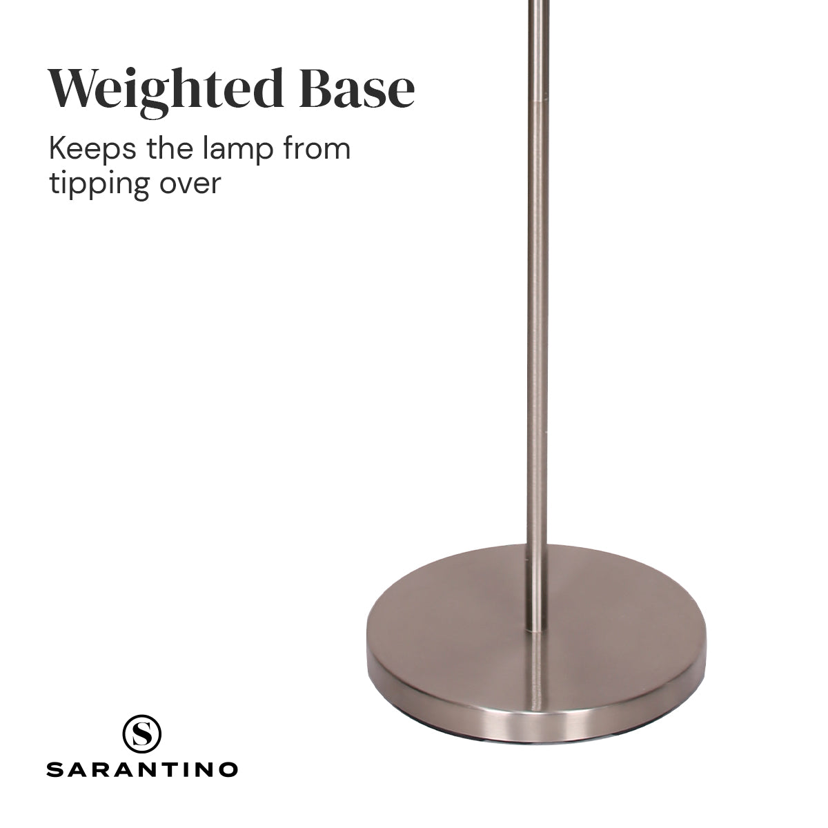 Sarantino Arc Floor Lamp – Nickel Finish with White Tapered Shade