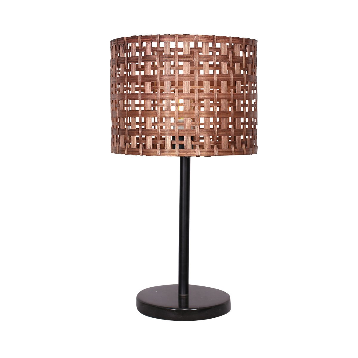 Sarantino Rattan Desk Lamp – Natural Rattan Shade with Black Marble Base