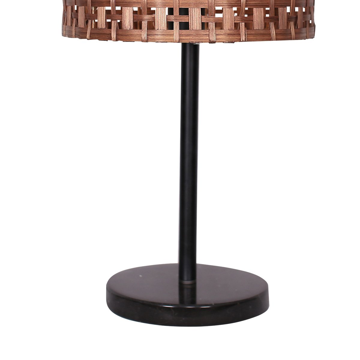 Sarantino Rattan Desk Lamp – Natural Rattan Shade with Black Marble Base