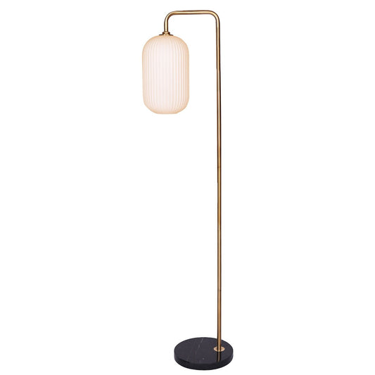 Sarantino Metal Floor Lamp With Opal Glass Shade - TRENDZ