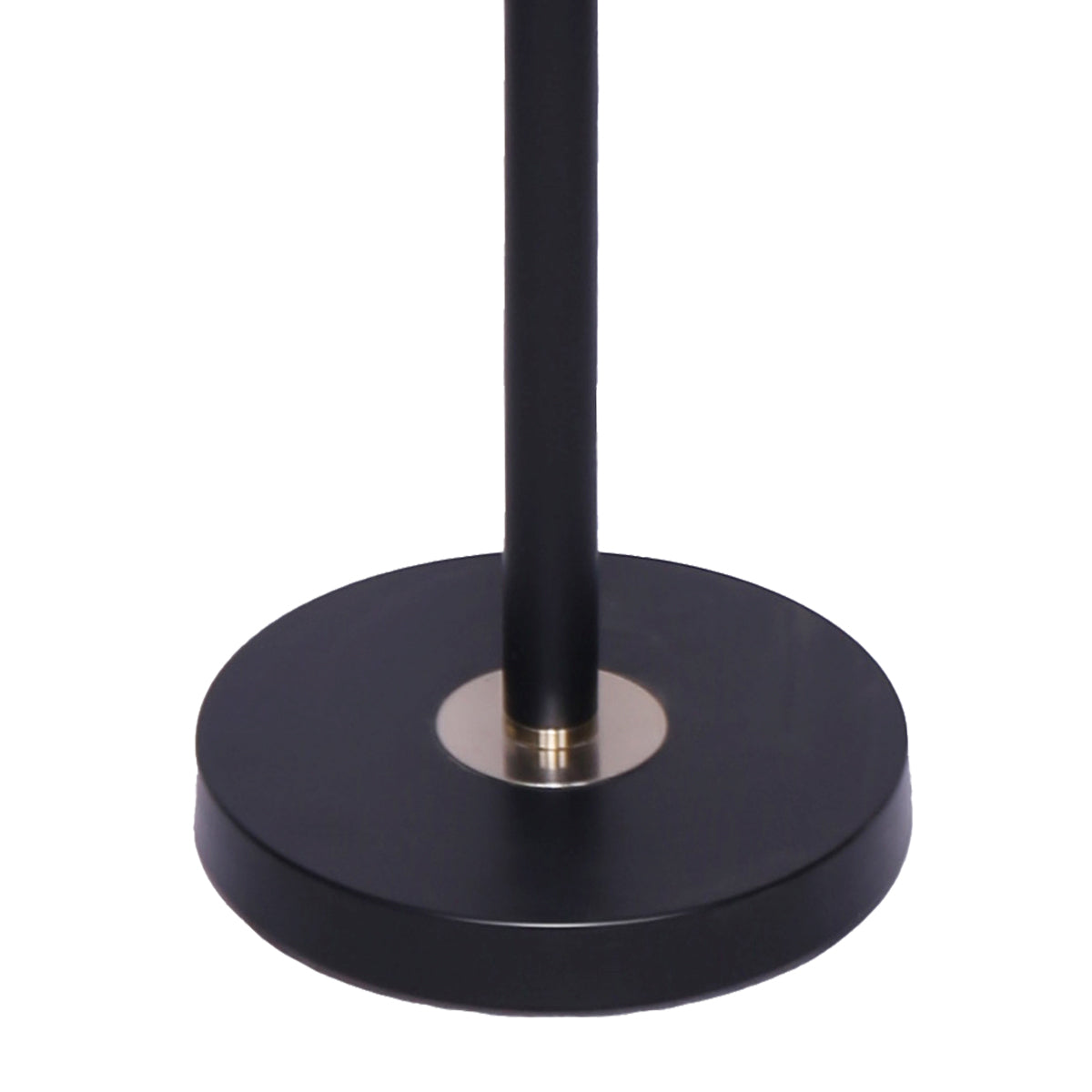 Sarantino Floor Lamp – Matte Black & Brass Finish with White Linen Shade