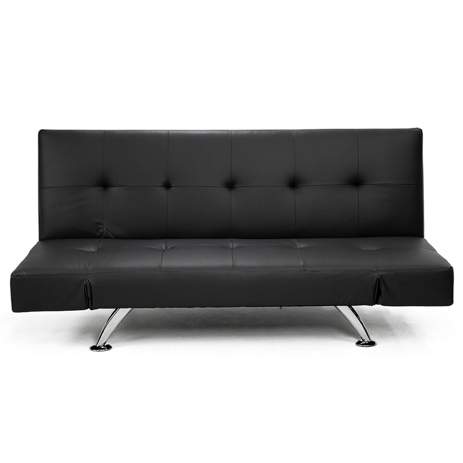 Sarantino Brooklyn Sofa Bed Faux Leather Lounge Couch Futon Furniture Adjustable Suite Bk - TRENDZ