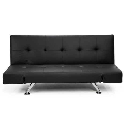 Sarantino Brooklyn Sofa Bed Faux Leather Lounge Couch Futon Furniture Adjustable Suite Bk - TRENDZ
