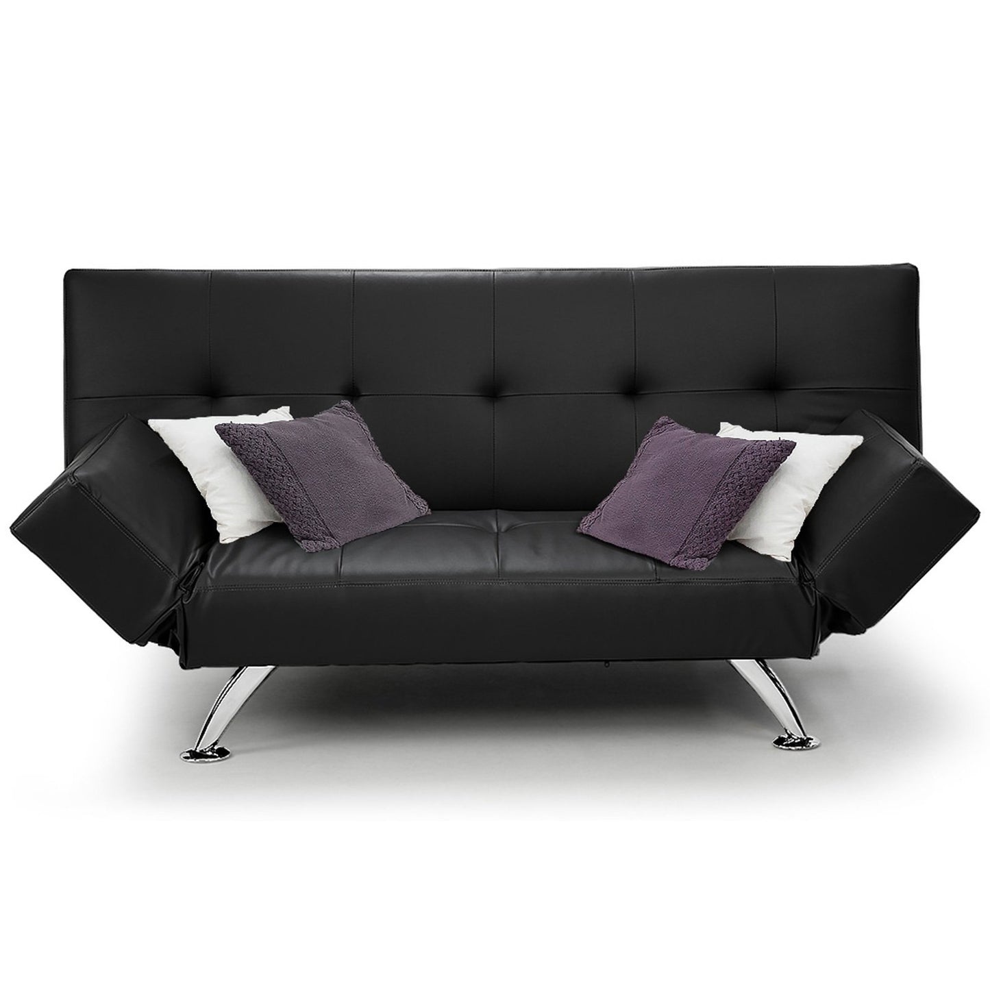 Sarantino Brooklyn Sofa Bed Faux Leather Lounge Couch Futon Furniture Adjustable Suite Bk - TRENDZ