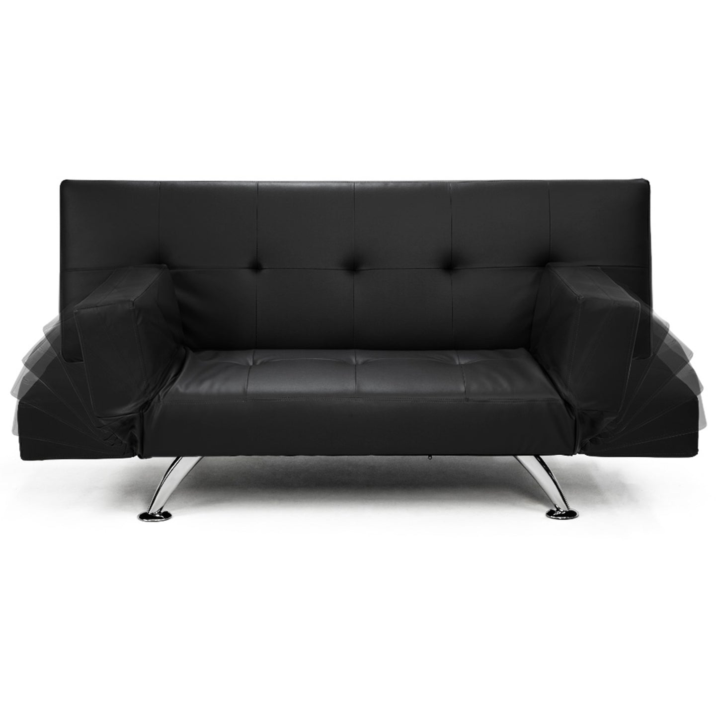 Sarantino Brooklyn Sofa Bed Faux Leather Lounge Couch Futon Furniture Adjustable Suite Bk - TRENDZ