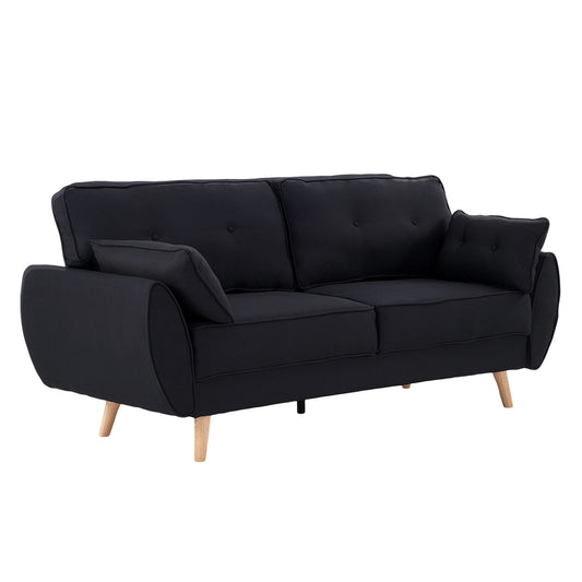 Sarantino 3 Seater Modular Linen Fabric Sofa Bed Couch Futon Suite - Black - TRENDZ