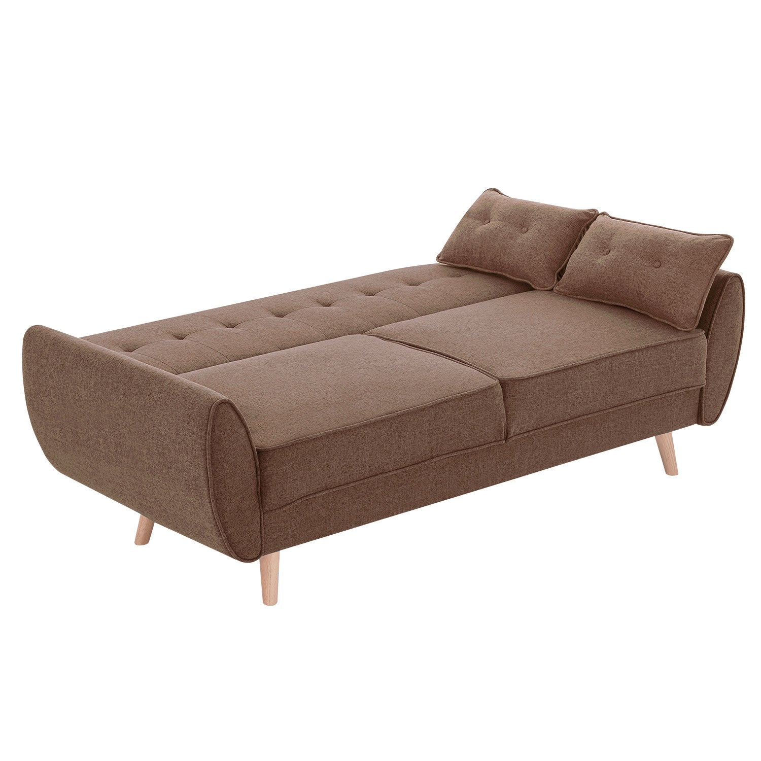 Sarantino 3 Seater Modular Linen Fabric Sofa Bed Couch Futon Suite - Brown - TRENDZ