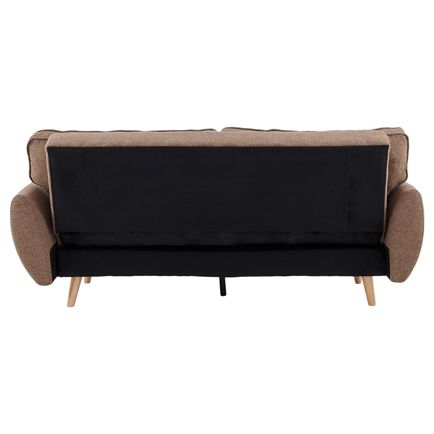 Sarantino 3 Seater Modular Linen Fabric Sofa Bed Couch Futon Suite - Brown - TRENDZ