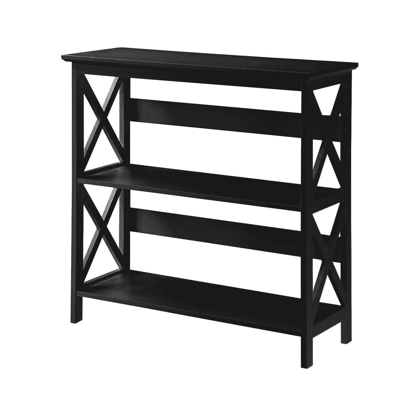 Sarantino Lucas 3-Tier Bookshelf Display Rack in Black - TRENDZ