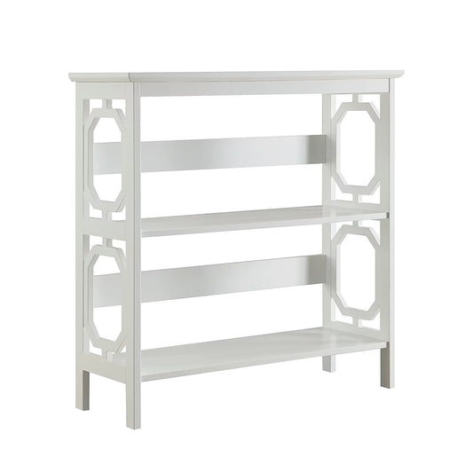 Sarantino Laurel 3-Tier Bookshelf Display Rack in White - TRENDZ