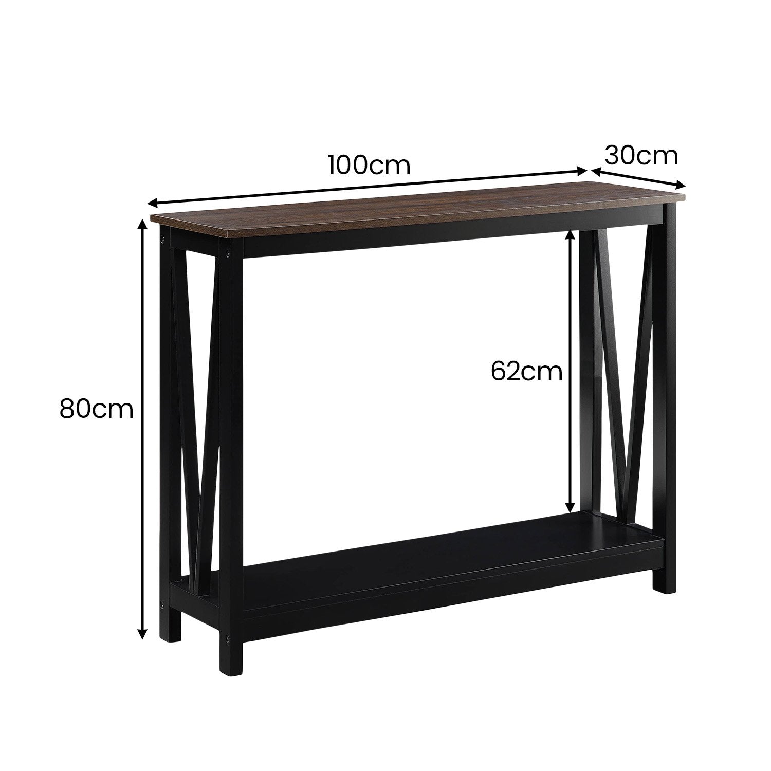 Sarantino Cielo 2-Tier Console Table Dark Walnut - TRENDZ