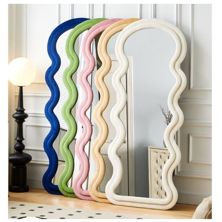1.7m Elegance Curvy Floor Mirror Wavy Full Lenght Curvy Squiggle Full Body Irregular Asymmetrical Floor Home Decor Birch White - TRENDZ