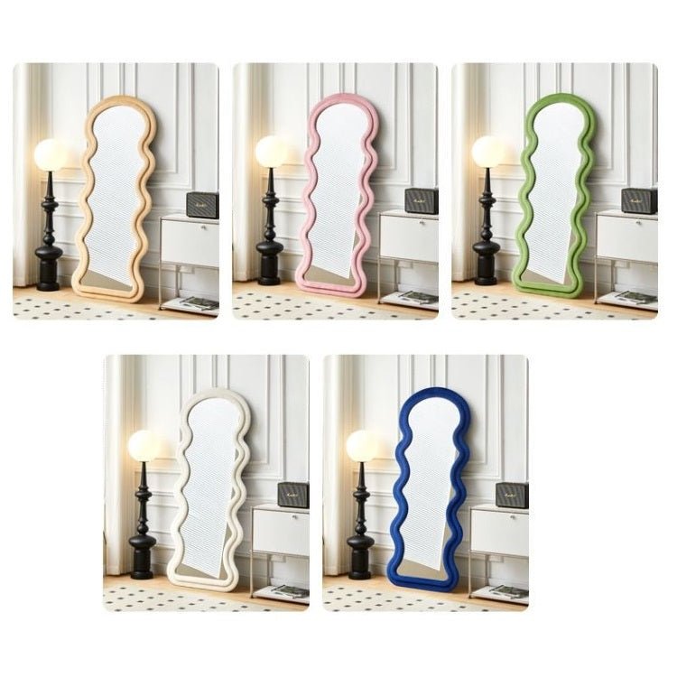 1.7m Elegance Curvy Floor Mirror Wavy Full Lenght Curvy Squiggle Full Body Irregular Asymmetrical Floor Home Decor Birch White - TRENDZ