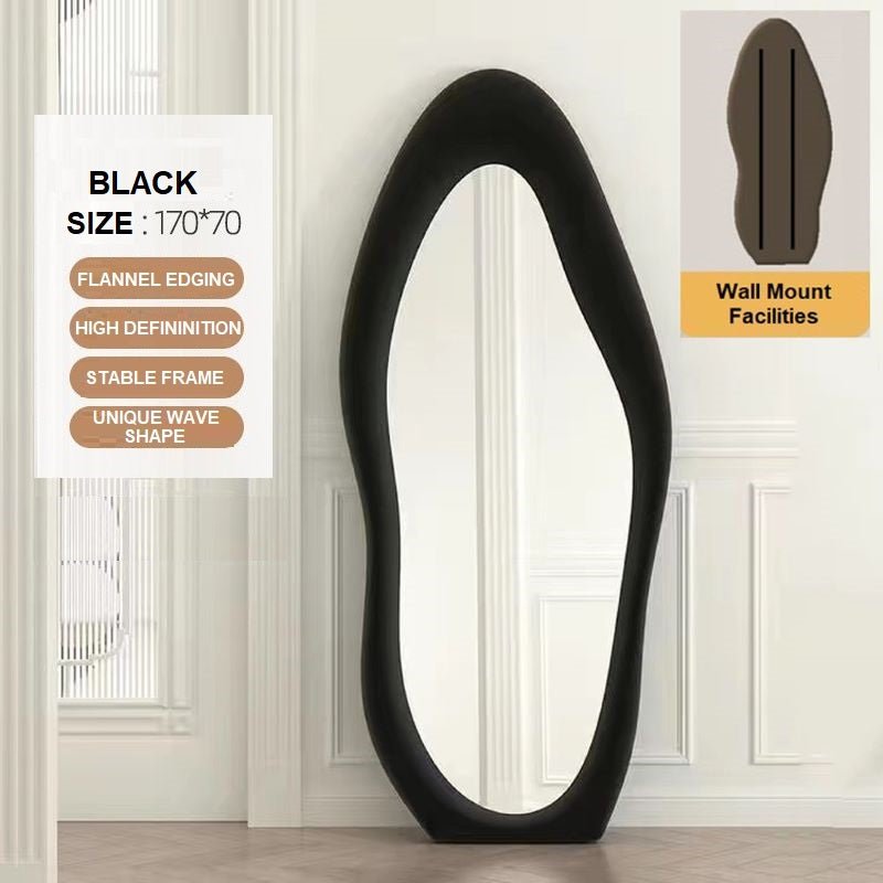 1.7m Standing Maiden Mirror Full Length Aesthetic Full Size Floor Mirror Bedroom Creative Modern Deco Black - TRENDZ