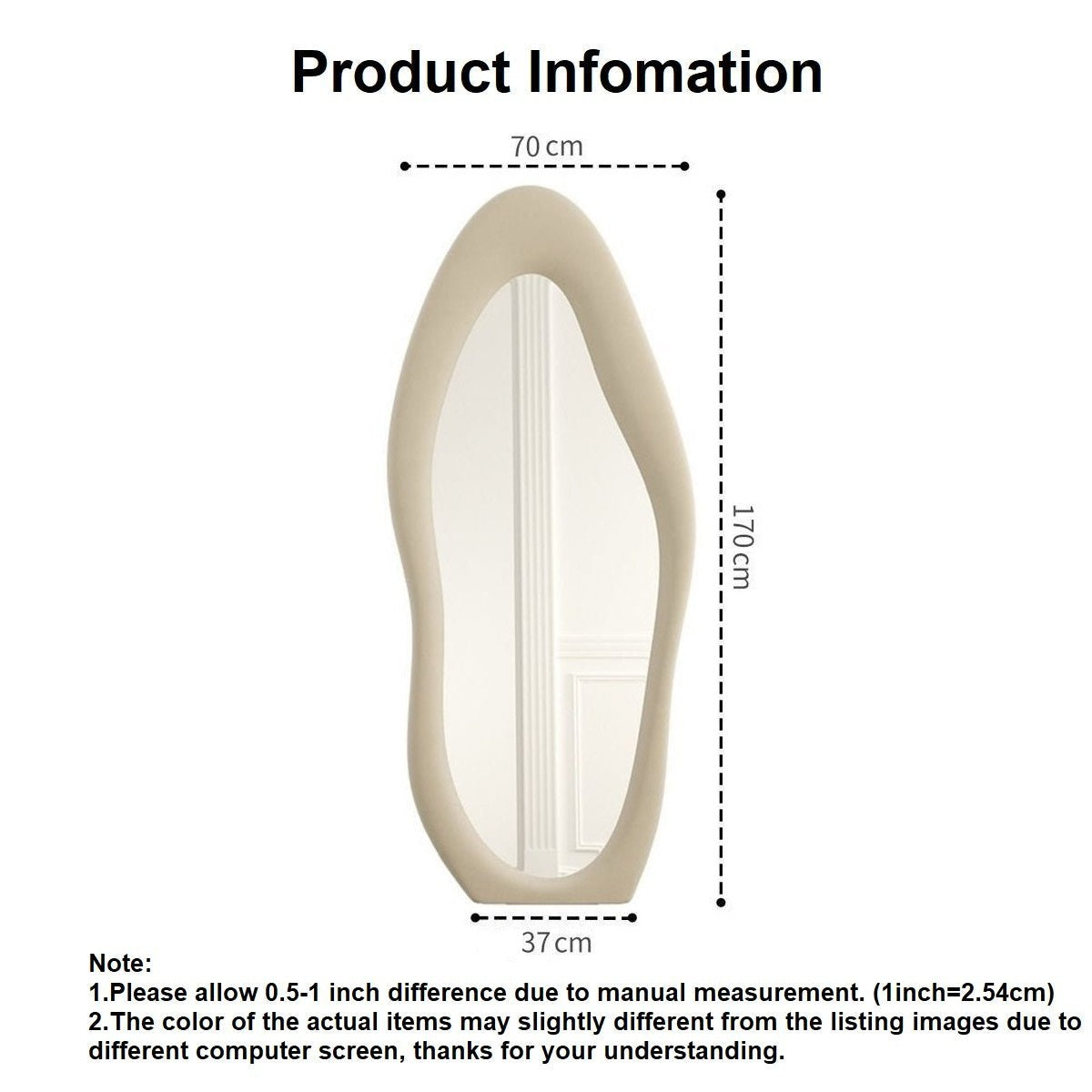 1.7m Standing Maiden Mirror Full Length Aesthetic Full Size Floor Mirror Bedroom Creative Modern Deco Pearl White - TRENDZ