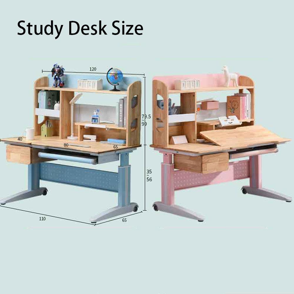 Solid Rubber Wood Height Adjustable Children Kids Ergonomic Pink Study Desk Only 120cm AU - TRENDZ