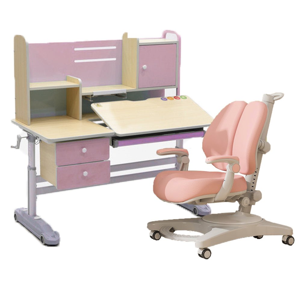 Height Adjustable Children Kids Ergonomic Study Desk Chair Set 120cm Pink AU - TRENDZ