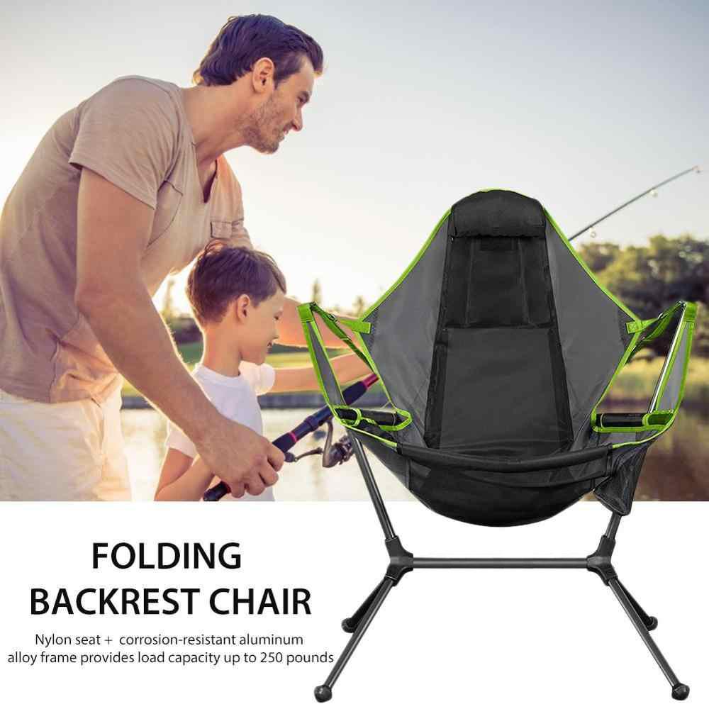 Camping Chair Foldable Swing Luxury Recliner Relaxation Swinging Comfort Lean Back Outdoor Folding Chair Outdoor Freestyle Portable Folding Rocking Chair Grey - TRENDZ