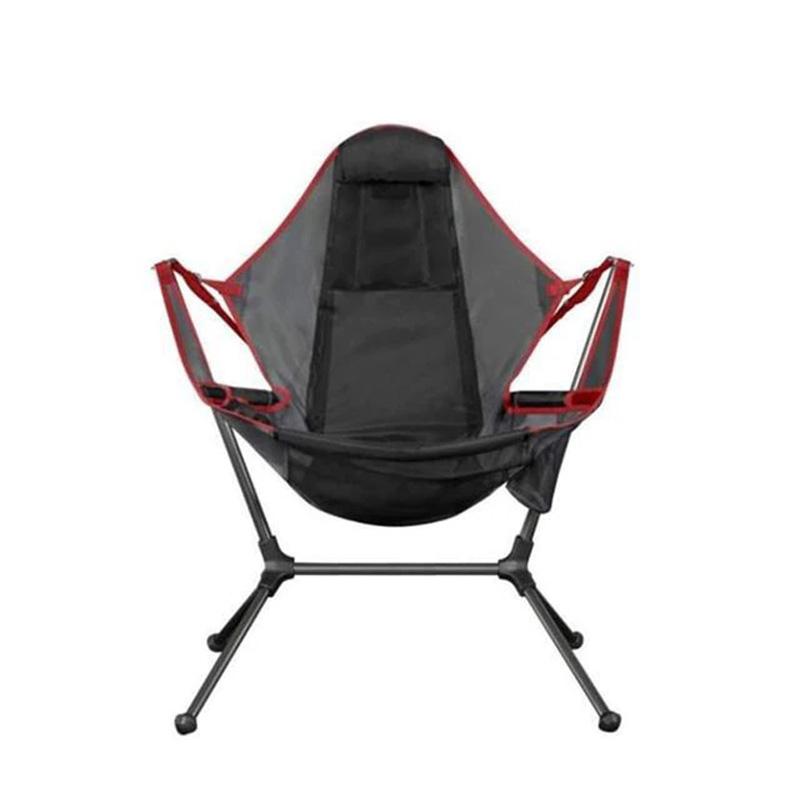 Camping Chair Foldable Swing Luxury Recliner Relaxation Swinging Comfort Lean Back Outdoor Folding Chair Outdoor Freestyle Portable Folding Rocking Chair Grey - TRENDZ