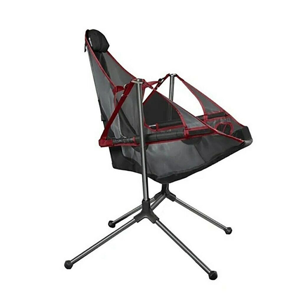 Camping Chair Foldable Swing Luxury Recliner Relaxation Swinging Comfort Lean Back Outdoor Folding Chair Outdoor Freestyle Portable Folding Rocking Chair Grey - TRENDZ